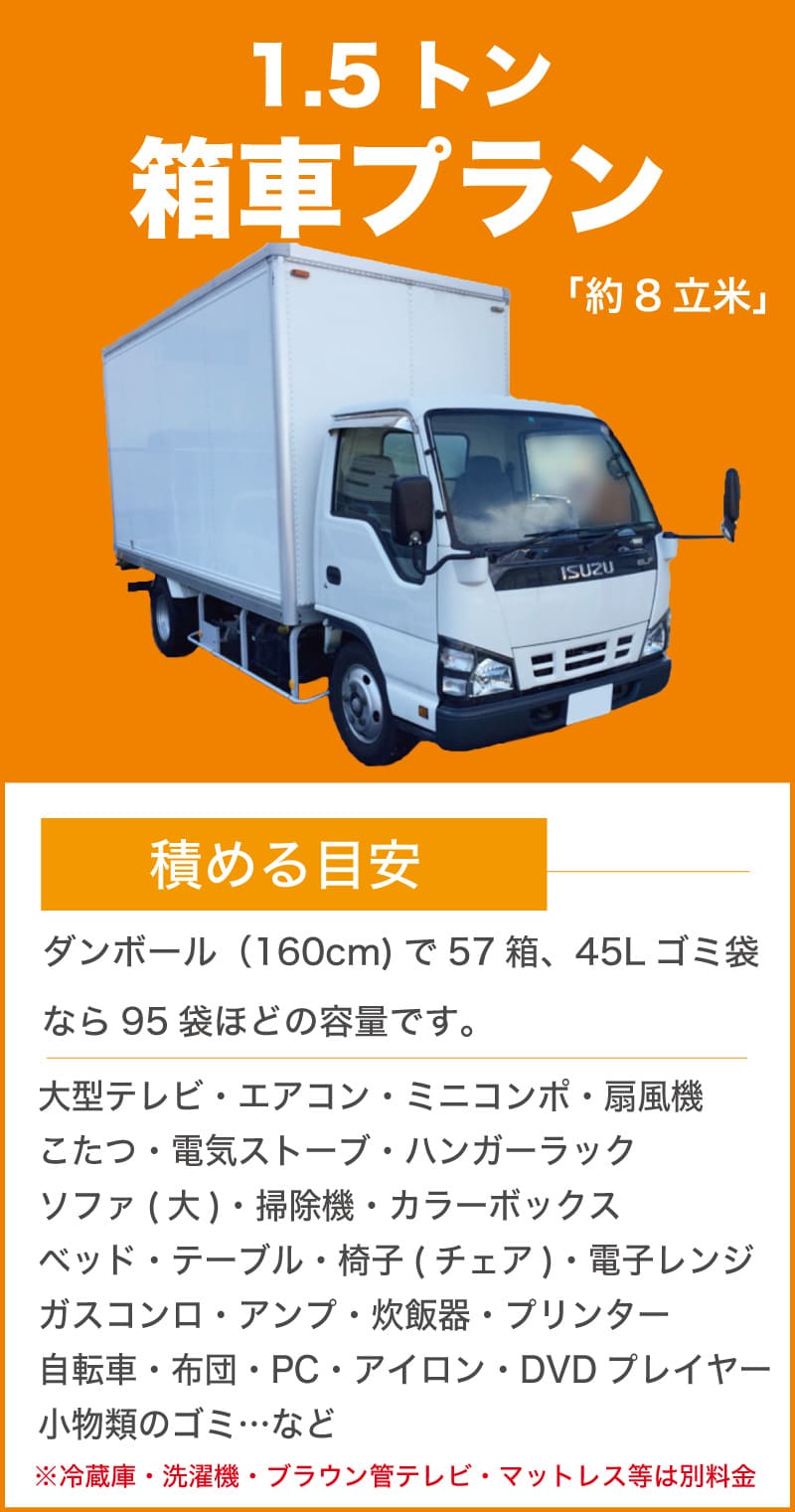 1.5ｔ箱車プラン内容